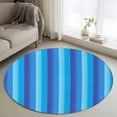 thumbnail image 1 of Blue Stripe Gradient Round Living Room Rugs 4 ft, Vertical Striped Modern Minimalist Art Washable Area Rug with Non-Slip Sturdy Edge Binding Round Carpet for Entryway Kitchen Bedroom Bathroom, 1 of 9
