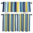 thumbnail image 1 of Blue Stripe Kitchen Curtains Sets for Windows 24 Inch Length, Yellow Colorful Striped Modern Abstract Rod Pocket Window Treatments Tier Curtains and Valances Set for Bedroom/Bathroom, 1 of 8