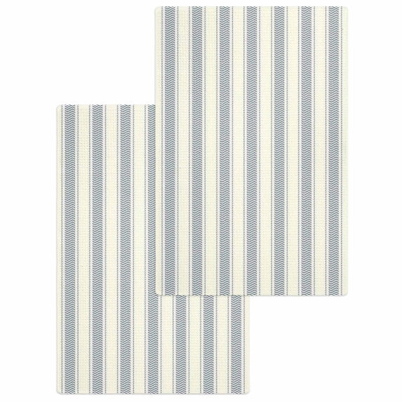 Blue Stripe Kitchen Dish Towels for Drying Dishes Set of 2, Modern Farmhouse Geometric Retro Striped Waffle Weave Microfiber Hand Tea Bathroom Towels Quick Dry & Absorbent Towel 15.7x23.6