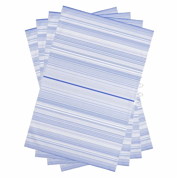 Blue Stripe Kitchen Towels Set of 4, Water Absorbent Dish Towel, Abstract Art Modern Vertical Striped Decorative Hand Towels - Quick Drying Cloth for Cooking Baking, 18x28 Inch
