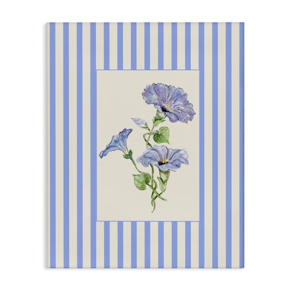 Stupell Industries French Country Blue Stripe Morning Glory Canvas Art, 16 x 20, by Lisa Wehmeyer