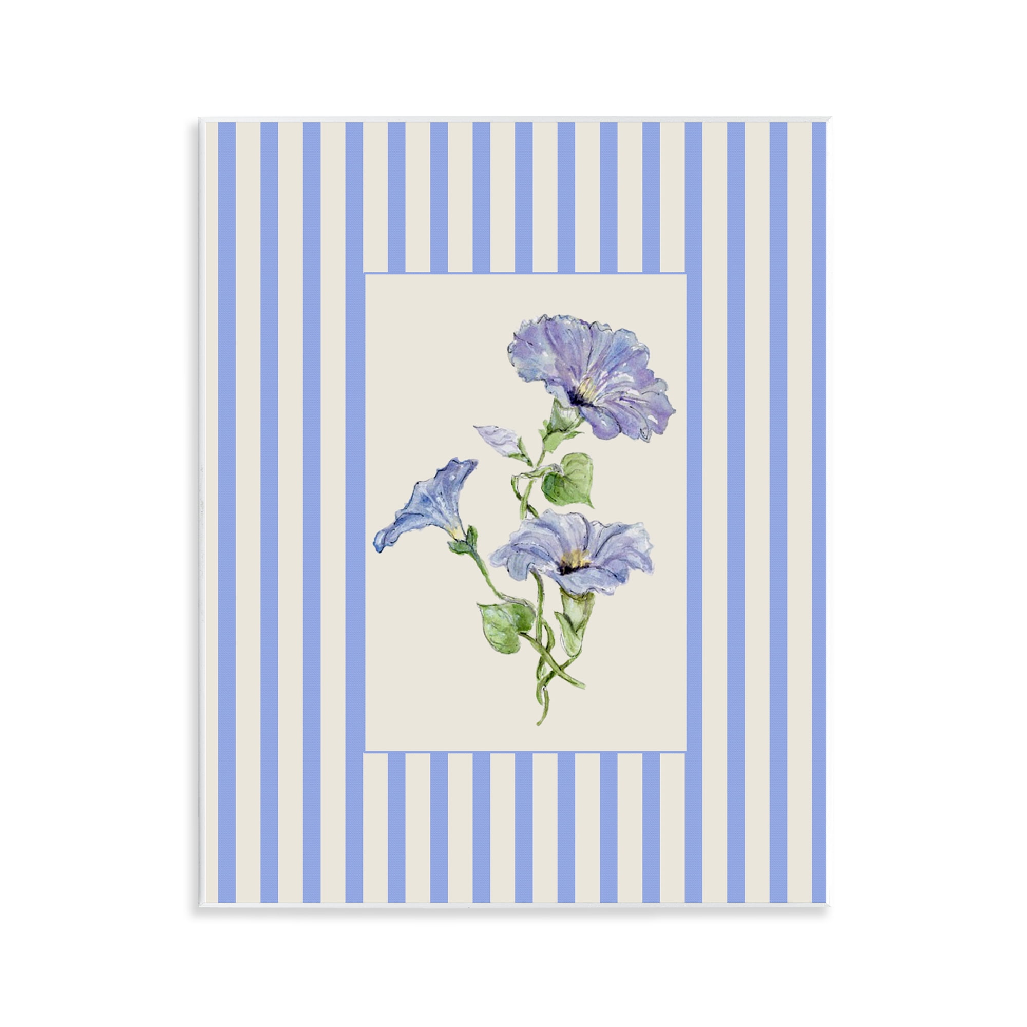 Blue Stripe Morning Glory Wall Plaque Art, design by Lisa Wehmeyer