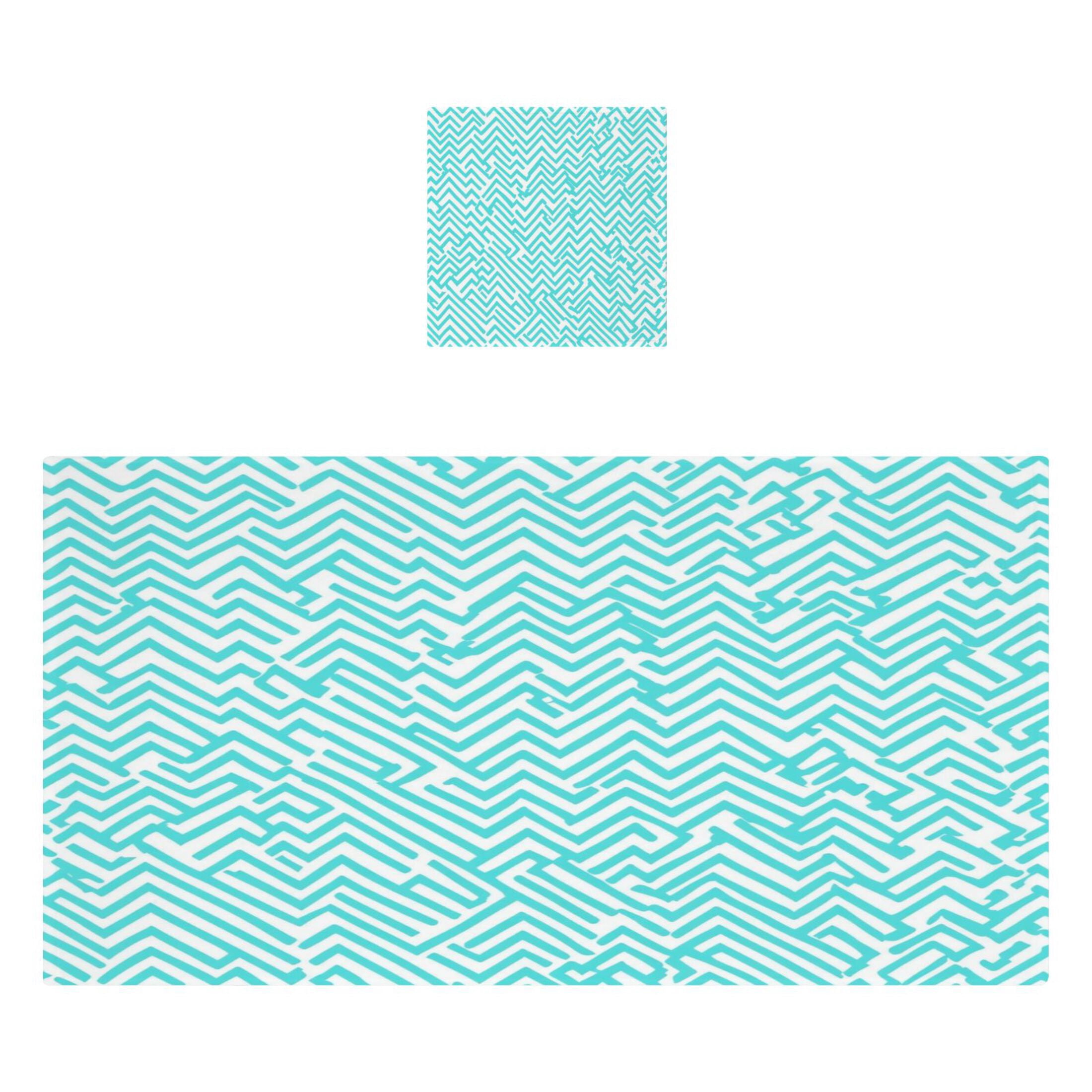Blue Stripe Pattern 2 Piece Cotton Bath and Face Towel Set Soft and Absorbent, for Beach Pool Bathroom