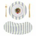 thumbnail image 1 of Blue Stripe Round 15 Inch Placemats Set of 8, Modern Farmhouse Geometric Retro Striped HeatResistant Non Slip Place Mats for Dining Table, Wipeable Braided Kitchen Table Mats for Housewarming, 1 of 9