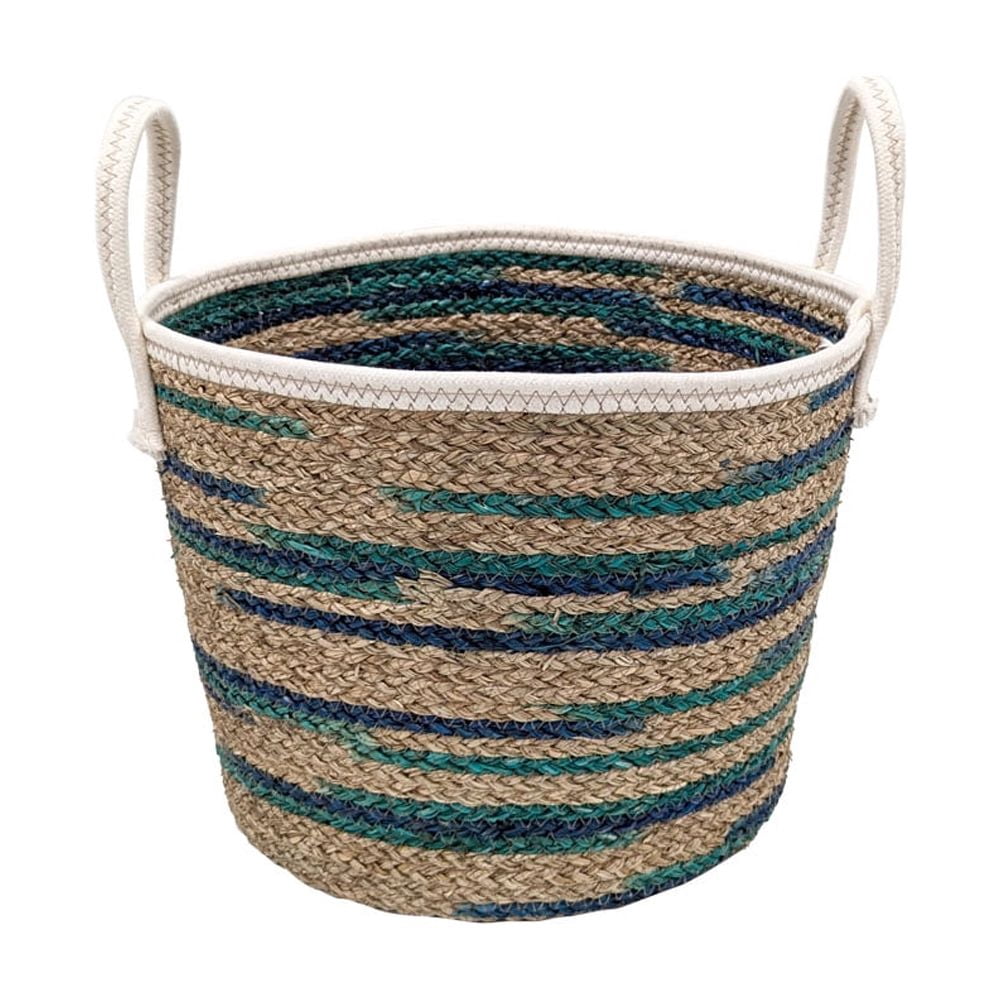 Blue Stripe Round Seagrass Basket by Ashland  - Spring Home Decor