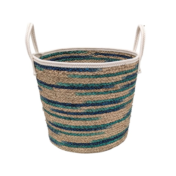 Blue Stripe Round Seagrass Basket by Ashland  - Spring Home Decor