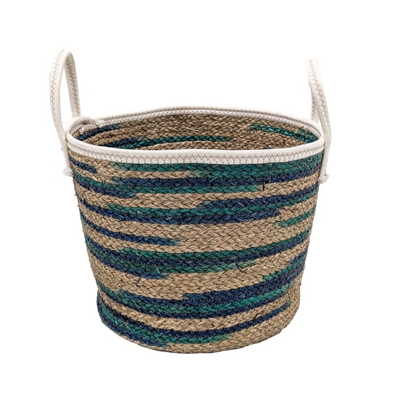 Blue Stripe Round Seagrass Basket by Ashland  - Spring Home Decor