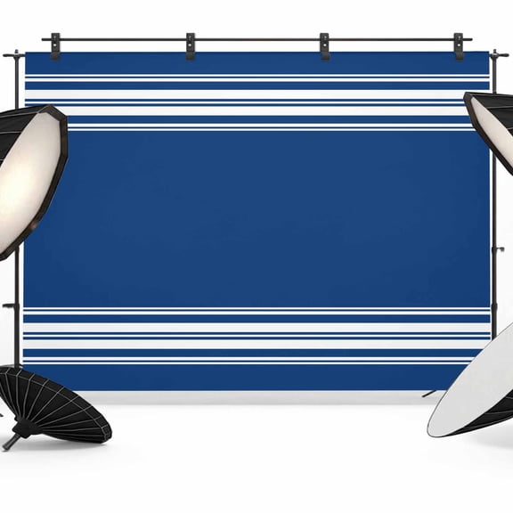 Blue Striped Backdrop for Photoshoot, Photography Photo Studio Background Wall Backdrop, Farmhouse Blue White Stripes Back Drop Banner Panel for Portraits Wedding Party Live Streaming Decor 7x5Ft