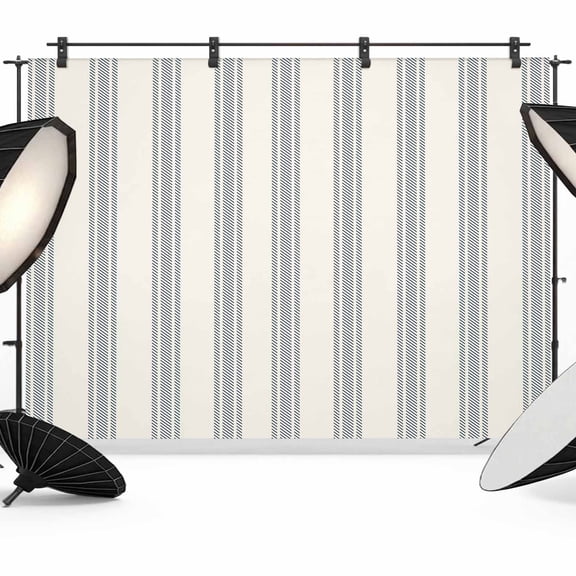 Blue Striped Backdrop for Photoshoot, Photography Photo Studio Background Wall Backdrop, Modern Stripes Farmhouse Back Drop Banner Panel for Portraits Wedding Party Live Streaming Decor 8x6Ft