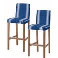 thumbnail image 1 of Blue Striped Bar Stool Covers Set of 2, Farmhouse Blue White Stripes Stretch Washable Bar Chair Covers with Backs, Removable Pub Counter Height Chair Cover for Kitchen Dining Room Cafe, 1 of 7