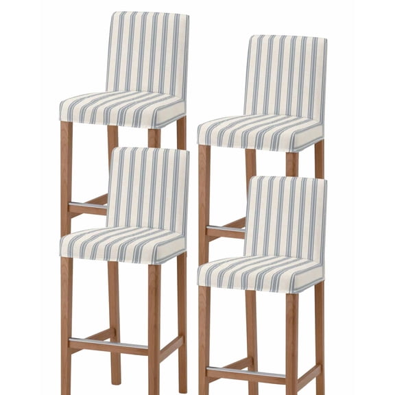 Blue Striped Bar Stool Covers Set of 4, Modern Farmhouse Stripes Rustic Stretch Washable Bar Chair Covers with Backs, Removable Pub Counter Height Chair Cover for Kitchen Dining Room Cafe