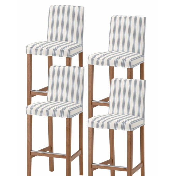 Blue Striped Bar Stool Covers Set of 4, Modern Stripes Farmhouse Stretch Washable Bar Chair Covers with Backs, Removable Pub Counter Height Chair Cover for Kitchen Dining Room Cafe