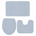 thumbnail image 1 of Blue Striped Bath Mat 3 Piece Bathroom Rug Set, Modern Simple Farmhouse Beige Vintage Non Slip Bath Rug Contour Mat and Toilet Lid Cover, Absorbent Shower Mats Soft Bath Rugs and Mats Sets, 1 of 8