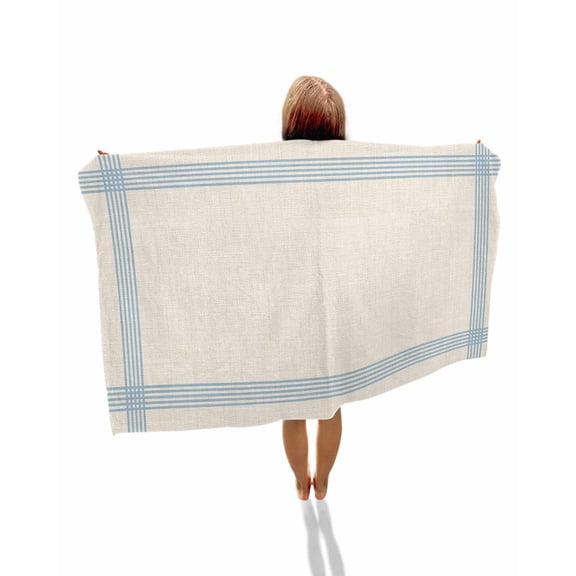 Blue Striped Beach Towels Oversized Super Absorbent, Farmhouse Beige Geometric Minimalist Lightweight Bath Towel Quick Dry Sets For Bathroom/Pool/Rv Camping/Beach Play/Gym Room/Picnic 23"x47"
