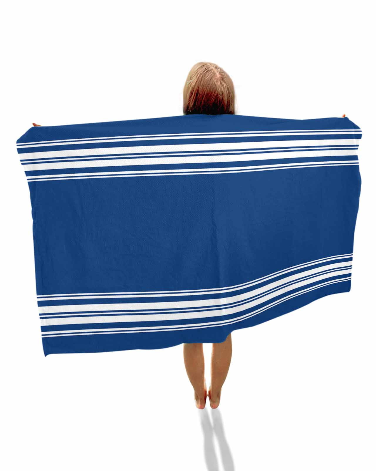 Blue Striped Beach Towels Oversized Super Absorbent, Farmhouse Blue White Stripes Lightweight Bath Towel Quick Dry Sets For Bathroom/Pool/Rv Camping/Beach Play/Gym Room/Picnic 30"x60"