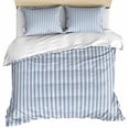thumbnail image 1 of Blue Striped Bedding 3 Piece Duvet Cover Set Full Size, Modern Simple Farmhouse Beige Vintage Soft Microfiber Comforter Cover with Zipper Closure & Pillowcases, Wrinkle & FadeResistant Quilt Cover, 1 of 9