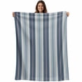 thumbnail image 1 of Blue Striped Blanket Soft Cozy Warm Throw Blanket for Couch, Plush Fuzzy Flannel Fleece Blankets for Sofa, Farmhouse Modern Stripes Art Bed Blankets Lightweight Gifts for Women, 50"x60", 1 of 9