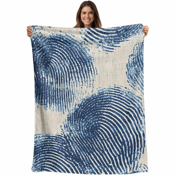 Blue Striped Blanket Soft Cozy Warm Throw Blanket for Couch, Plush Fuzzy Flannel Fleece Blankets for Sofa, Modern Minimalist Abstract Art Vintage Bed Blankets Lightweight Gifts for Women, 40"x50"