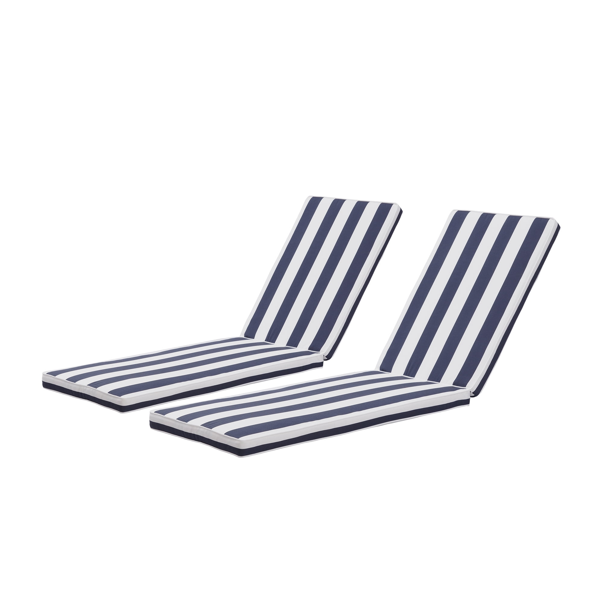 Blue Striped Chaise Lounge Cushion Set of 2 Outdoor Indoor Patio Polyester Chair Cushion
