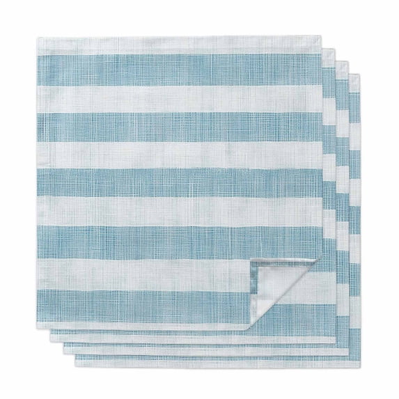 Blue Striped Cloth Napkins, Rustic Farmhouse Stripes Washable and Reusable Dinner Napkins Set of 4, Table Napkin for Kitchen Party Birthday Wedding Hotel Housewarming 20"x20"