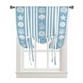 thumbnail image 1 of Blue Striped Coastal Tie Up Curtains for Kitchen Bathroom Bedroom Windows 45 Inch Length, Nautical Beach Starfish Shell Balloon Drape Curtains Shade Rod Pocket Drapery Curtain Panel, 42"x54", 1 of 7