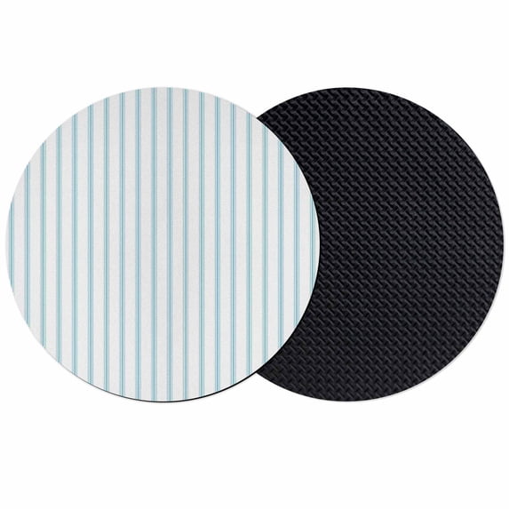Blue Striped Coasters Set of 2, Blue White Stripes Farmhouse Absorbent Coasters for Drinks, Coaster for Bar Office Dining Coffee Table Accessories Decor, Non Slip Round Desk Coaster