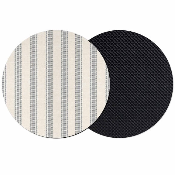 Blue Striped Coasters Set of 2, Soft Absorbent Coasters for Drinks, Modern Farmhouse Stripes Rustic Non-Slip Cup Coaster Mat with Rubber Bottom for Home Kitchen Desk Coffee Bar Table Decor 4"