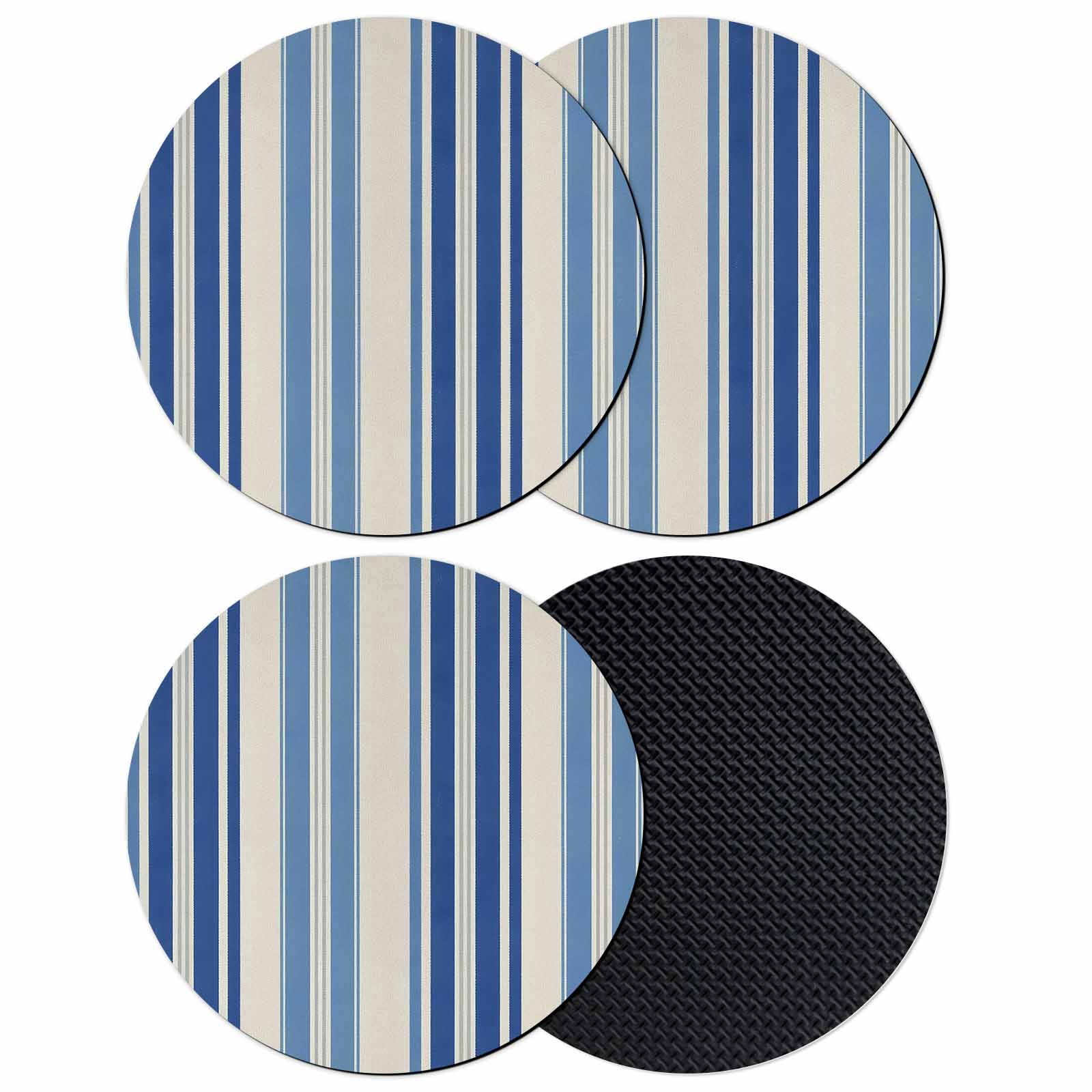 Blue Striped Coasters Set of 4, Absorbent Coasters for Drinks ...