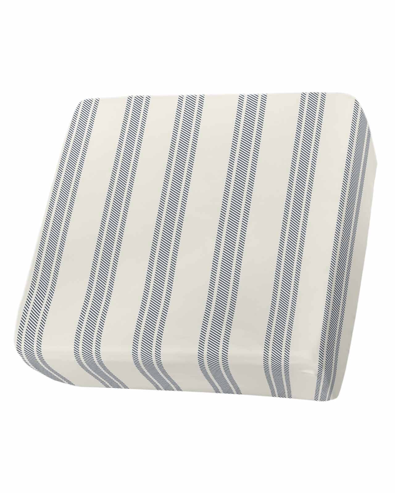 Blue Striped Couch Cushion Covers, Stretch Seat Cushion Covers for Sectional Sofa, Modern Stripes Farmhouse Individual Sofa&nbsp;Slipcovers Furniture Protector with Elastic&Straps Small 1Pcs