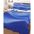 thumbnail image 1 of Blue Striped Full Size Down Alternative Comforter, Lightweight Comforter Quilt Bedding Set with Pillow Shams Modern Abstract Art Wave Moire Gradient All Seasons Bed Comforter Duvet Insert 78"x90", 1 of 7