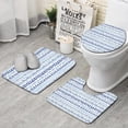 thumbnail image 1 of Blue Striped Geometric Pattern Bathroom Rugs Sets 3 Piece,Toilet Cover Set,Absorbent Non Slip Bathroom Mats Sets with U-Shaped Contour Rug Toilet Rug Set, 1 of 5