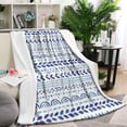 thumbnail image 1 of Blue Striped Geometric Pattern Blanket,Comfortable Soft Flannel Throw Blanket,All Season,Warm Lightweight Blankets for Sofa Bed Couch Living Room Chair,60"x80", 1 of 4