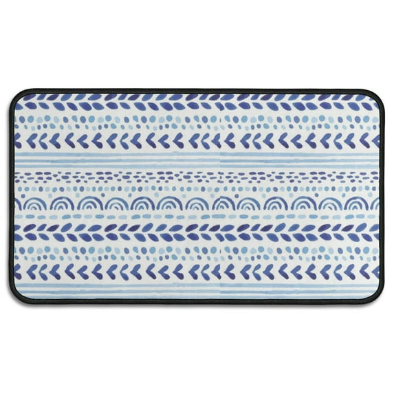 Blue Striped Geometric Pattern Door Rugs,Washable Non Slip Door Mats Indoor,Decorative Door Mats,Entry Mat Indoor for Entrance,Bedroom,Kitchen,Bathroom,30"x17"