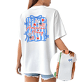 thumbnail image 1 of Blue Striped Gift Box Bow Womens S-5XL Patriotic American Honey Short Sleeve T-Shirt White Tops, 1 of 5