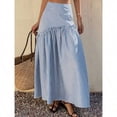 thumbnail image 1 of Blue Striped High-Waist Tiered Maxi Skirt With Ruffle Waist, 1 of 7