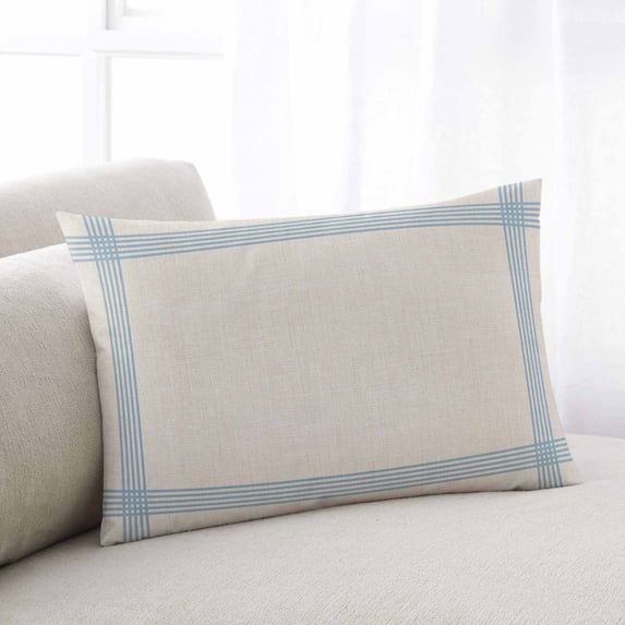 Blue Striped King Size Pillow Cover, Pillowcase Protectors with Zipper, Breathable Decorative Throw Pillow Case Cover, Farmhouse Beige Geometric Minimalist Pillow Shams for Couch Sofa 20x36Inch