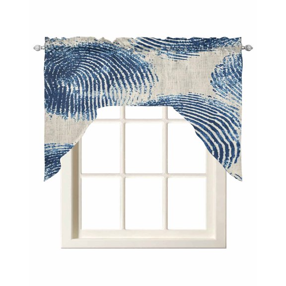 Blue Striped Kitchen Swag Valances for Windows, Modern Minimalist Abstract Art Vintage Swag Valances Curtains for Living Room, Rod Pocket Window Treatments for Bathroom, Bedroom, Cafe, 56"x36"