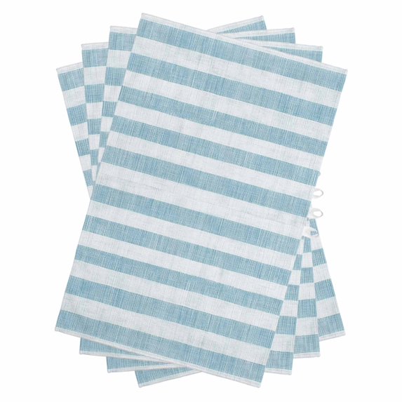 Blue Striped Kitchen Towels Set of 4, Water Absorbent Dish Towel, Rustic Farmhouse Stripes Decorative Hand Towels - Quick Drying Cloth for Cooking Baking, 18x28 Inch