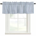 thumbnail image 1 of Blue Striped Kitchen Valances for Windows, Modern Simple Farmhouse Beige Vintage Bathroom Window Valances 42x18 Inch Rod Pocket Window Treatments Valance Curtains for Living Room Bedroom Decor, 1 of 9