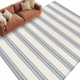 thumbnail image 1 of Blue Striped Large Area Rugs for Bedroom Living Room, Soft Non Slip Carpet Bedside Rug, Modern Stripes Farmhouse Rectangular Floor Cover Kitchen Accent Rug 5'x8' for Dining Room/Office, 1 of 9