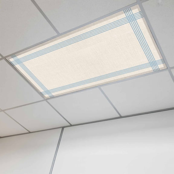 Blue Striped Magnetic Fluorescent Light Covers for Ceiling Lights 2x4 Feet, Farmhouse Beige Geometric Minimalist Office Classroom Kitchen Drop Ceiling Light Covers Lighting Filters Shade Panel 1 Pack