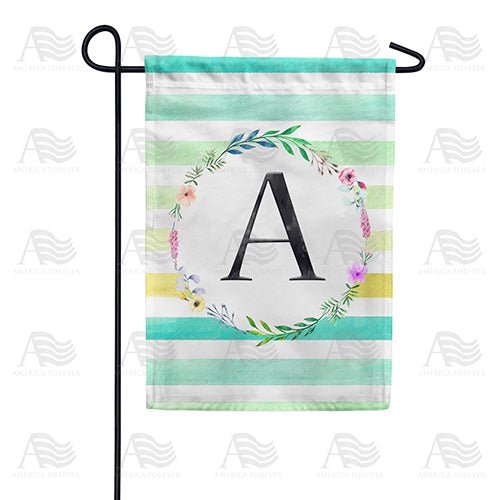 Blue Striped Monogram Modern Classy Initial Outdoor Welcome Display, 12x18 POLE NOT INCLUDED