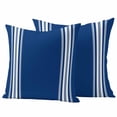 thumbnail image 1 of Blue Striped Outdoor Pillow Covers, Waterproof Decorative Throw Pillowcases Set of 2, Farmhouse Blue White Stripes Couch Cushion Cases with Zipper for Outside Patio Garden Sofa 16"x16", 1 of 9