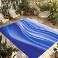 thumbnail image 1 of Blue Striped Outdoor Rug 5x8 Ft - Reversible Patio Rug Outdoor Camping Rugs, Modern Abstract Art Wave Moire Gradient Washable Indoor Outdoor Area Rugs, Non-Slip Outdoor Carpet Runner for Deck/Porch, 1 of 8