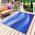thumbnail image 1 of Blue Striped Outdoor Rug for Patio/Deck/Porch, Non-Slip Large Area Rug 5 x 7 Ft, Modern Abstract Art Wave Moire Gradient Indoor Outdoor Rugs Washable Area Rugs, Reversible Camping Rug Carpet Runner, 1 of 8