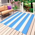 thumbnail image 1 of Blue Striped Outdoor Rug for Patio/Deck/Porch, Non-Slip Large Area Rug 5 x 8 Ft, Modern Simple Monochrome Geometric White Indoor Outdoor Rugs Washable Area Rugs, Reversible Camping Rug Carpet Runner, 1 of 8