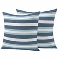 thumbnail image 1 of Blue Striped Outdoor Waterproof Pillow Covers, Modern Gradient Abstract Lines Aesthetic Decorative Square Throw Pillowcase Sofa Cushion Sham for Patio/Couch/Chair, 24"x24" 2 Pack, 1 of 8
