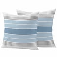 thumbnail image 1 of Blue Striped Outdoor Waterproof Pillow Covers, Modern Minimalist Gradient Lines Aesthetic Decorative Square Throw Pillowcase Sofa Cushion Sham for Patio/Couch/Chair, 26"x26" 2 Pack, 1 of 8