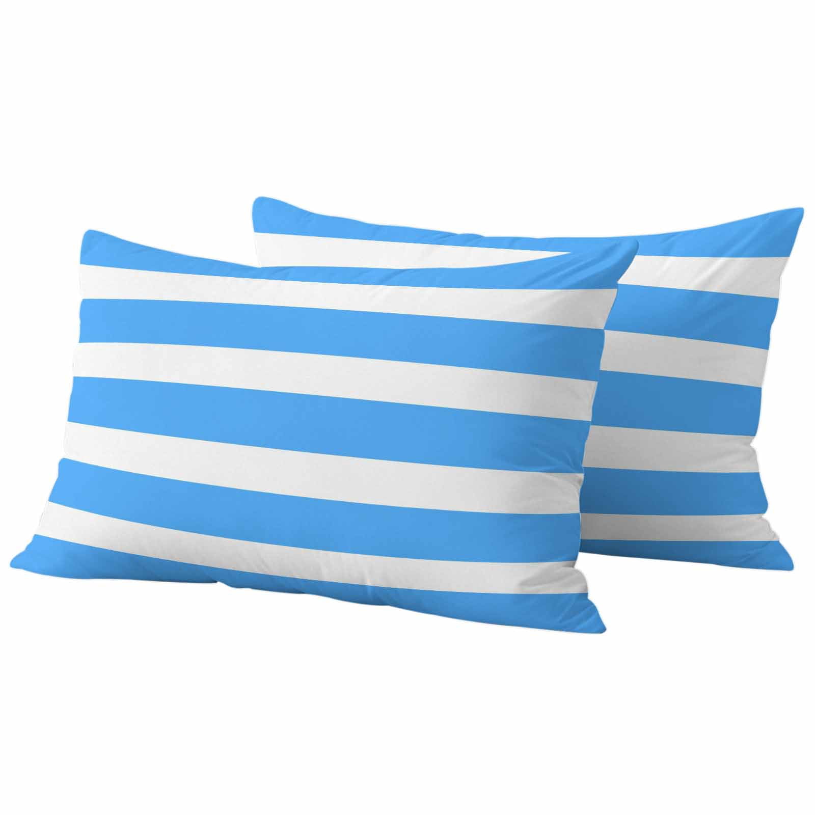 Blue Striped Outdoor Waterproof Pillow Covers, Modern Simple Monochrome Geometric White Decorative Rectangle Throw Pillowcase Sofa Cushion Sham for Patio/Couch/Chair, 20"x12" 2 Pack