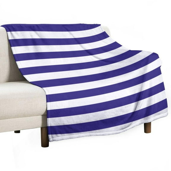Blue Striped Pattern Blanket Soft Throw Warm Lightweight Plush Blanket for Couch Bed Sofa